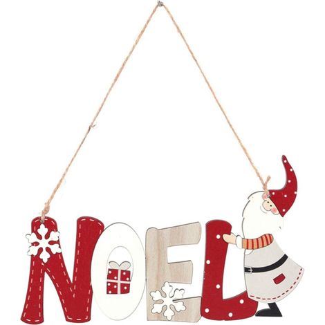 adornos de Papá Noel de madera, para colgar en la puerta del árbol de Navidad, diseño festivo para el hogar, la oficina y la escuela. (1/4)