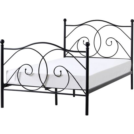 Lit Double en Métal Noir 140 x 200 cm Elégant et Romantique pour Chambre au Style Contemporain ou Boho Beliani