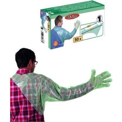 Gants vétérinaire jetables avec protection d’épaule (Boîte de 50) (1/4)