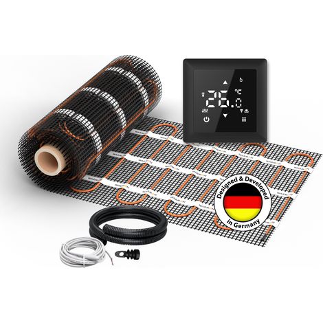 Chauffage au sol électrique pour carrelage WARMON CLASSIC 150 W/m² + Thermostat S 100 Intelligent WiFi Tactile noir - 1,5 m²