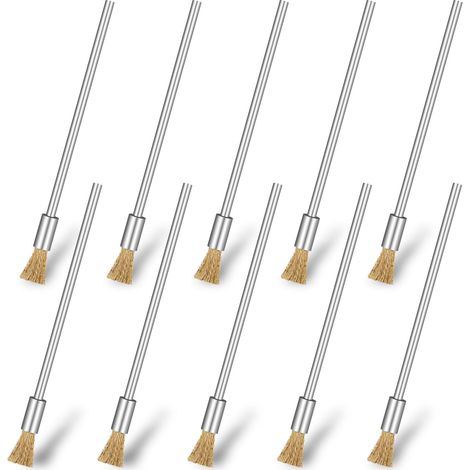 Lot de 10 brosses en fil de fer de 3 mm pour perceuse, petite et en laiton, outil de polissage rotatif, brosse en acier (1/5)