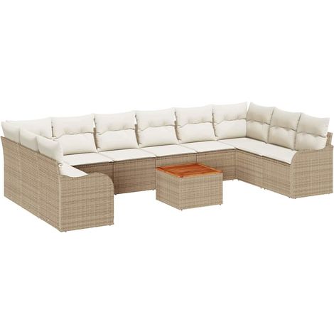 Set Divano da Giardino 11 pz Beige e Crema polyrattan vidaXL (1/5)