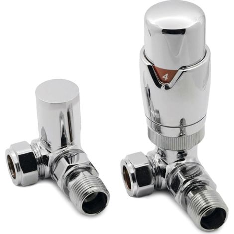 Heatwave Prime Chrome Corner Thermostatic Radiator Valve Set (1/2)
