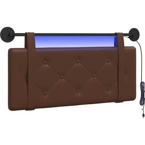 Cabecero colgante Con luz LED Marrón Cuero sintético vidaXL