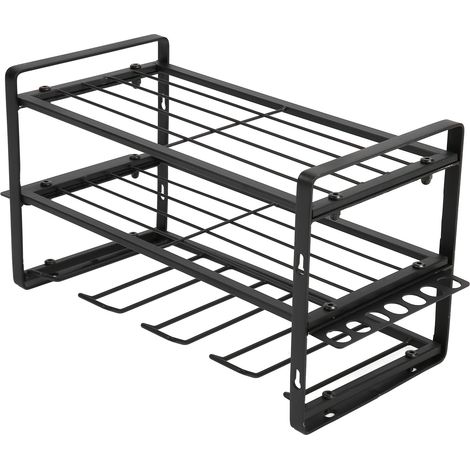 Organisateur de perceuse noir, support mural pour perceuse supportant une charge de 68 kg (150 lb), avec accessoires complets pour atelier de garage. (1/5)