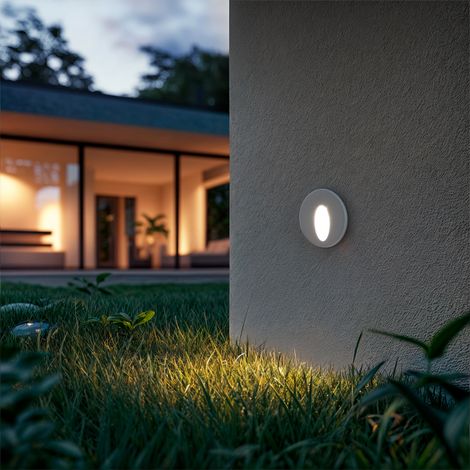 Baliza Exterior LED 3W Empotrable Pared Circular Aluminio Oval Adam 4000K Blanco Blanco Neutro