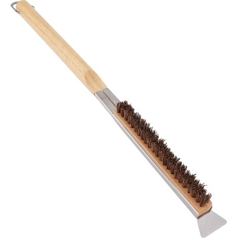 Brosse pour Four à Pizza , Poils Amovibles en Fibre de Coco en Acier Inoxydable Résistant aux Hautes Températures , Accessoires de Four à Pizza d'extérieur avec Grattoir pour (1/5)