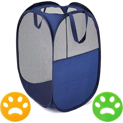Cesto de ropa plegable de malla con 2 accesorios para lavadora, ideal para la habitación de los niños o para guardar juguetes. (1/5)