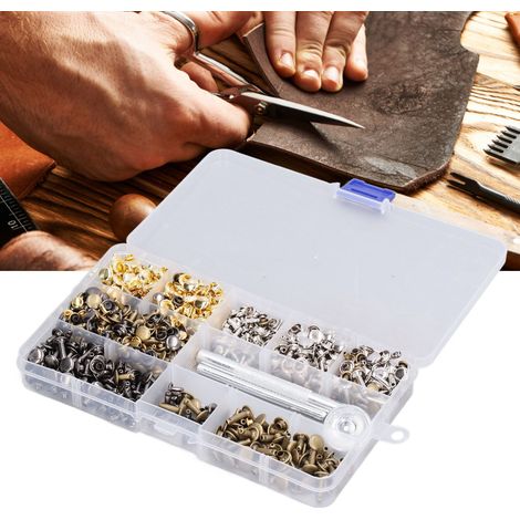 360 rivets double face 6 mm/8 mm + outils de pose, capuchons en cuir, rivets (1/5)
