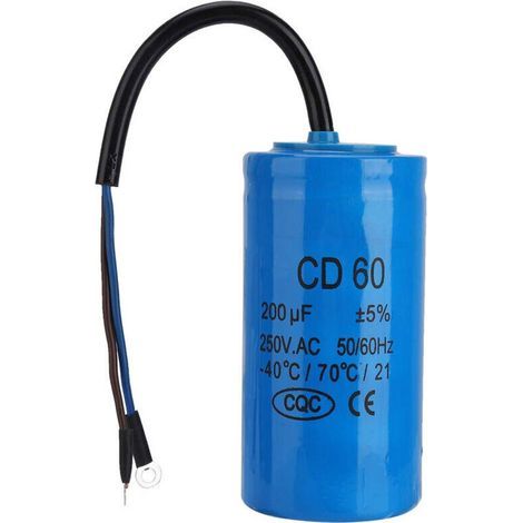 Condensateur CD60 150uF 250V AC 2 bornes 50Hz/60Hz Film polypropylène Aluminium Démarrage moteur compresseur d'air Bleu (1/4)