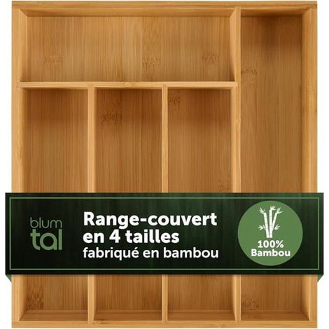 Range couverts pour tiroir en bambou 27 x 30 cm - 5 compartiments - 27x30cm BAC RANGE COUVERTS (1/5)