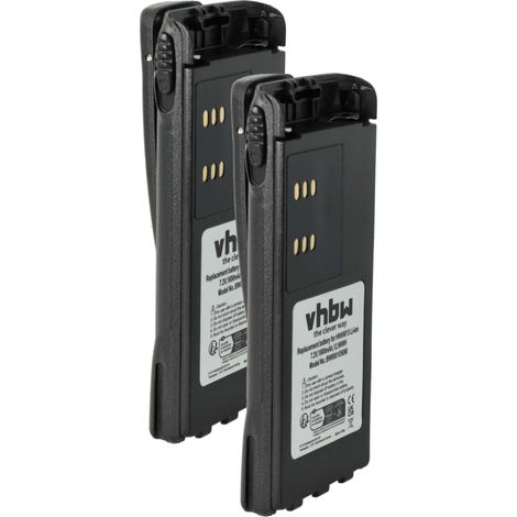 vhbw 2x Akku kompatibel mit Motorola PRO5450, PRO5550, PRO5350, PRO5750 Funkgerät, Walkie Talkie (1800 mAh, 7,2 V, Li-Ion) + Gürtelclip