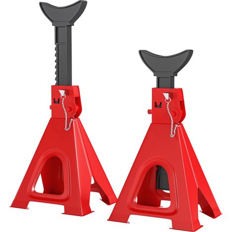 Cric 6 tonnes, 2 supports de cadre avec goupilles de sûreté, hauteur réglable, rouge