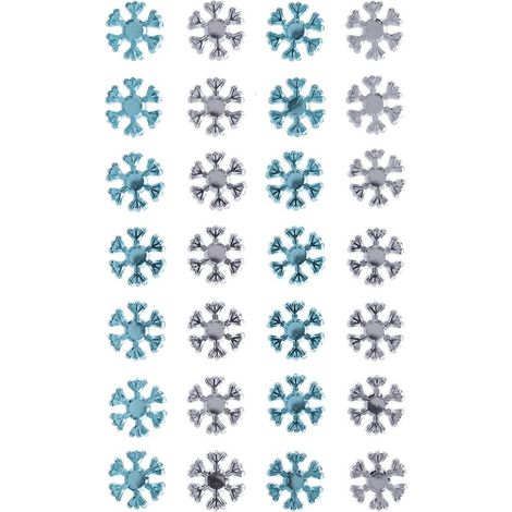 Cristales autoadhesivos, azules y plateados, 28 unidades.
