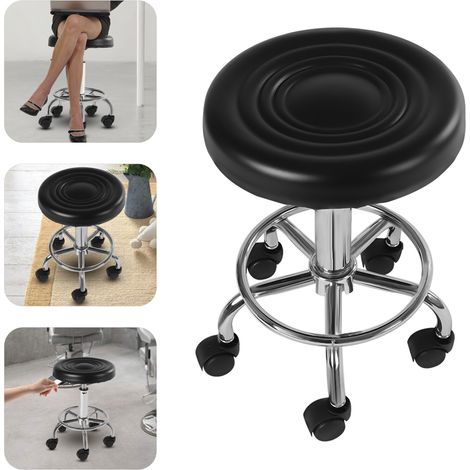 Silla de bar giratoria y regulable en altura, taburete de bar con ruedas regulable en altura, asiento giratorio 360°, silla de peluquería con ruedas. (1/5)