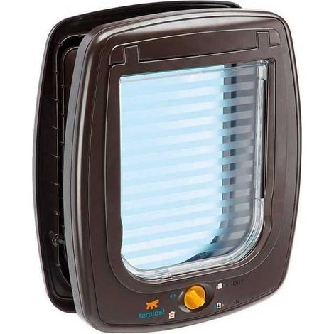 FERPLAST Puerta para Gatos de Plástico Swing - 26,2 x 10,2 x 31,2 cm - Marrón - Para gato grande y perro pequeño