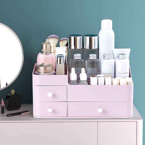 Rangement Cosmetique avec Cases et Compartiments pour Pinceaux et Maquillage - Organiseur Desktop Transparent et Multifonction pour Dressing et Bureau (1/5)