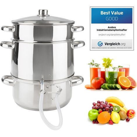 AREBOS Exprimidor a Vapor de Acero Inoxidable Extractor de Zumos de Frutas