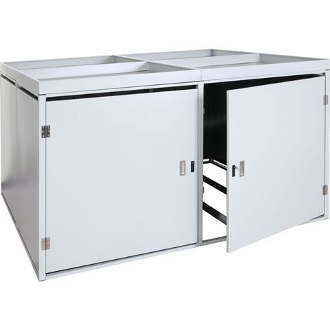 Garage per biciclette in metallo con serratura 4 posti e fioriera integrata 220x210 cm acciaio zincato grigio chiaro 040010167
