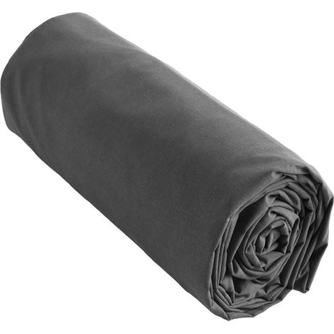 SAMIA - Drap Housse 90x190cm Coton Coloris Poivre (1/3)