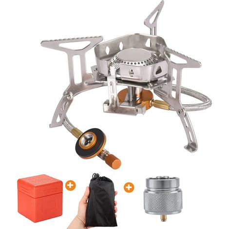 Réchaud à gaz de camping coupe-vent, puissant et pliable, pour pique-nique et randonnée. Cuisinière à gaz portable et pliable. (1/5)