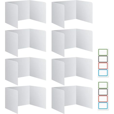 Lot de 8 séparateurs de Bureau Pliables en Forme de U - pour Bureau d'apprentissage - École Primaire - avec 8 étiquettes (1/5)
