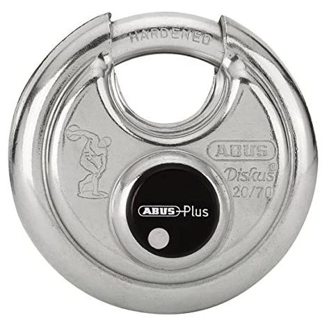 ABUS Lucchetto a disco 20/70 - resistente alle intemperie per il giardino - con tecnologia di saldatura a disco per la migliore protezione contro le effrazioni - livello di sicurezza 9 - argento (1/5)