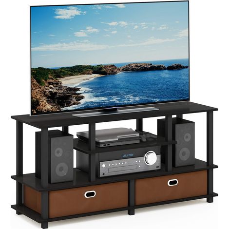 Grand Meuble TV pour Téléviseur Jusqu'à 55 Pouces avec Bac de Rangement, Expresso/Noir/Brun (1/5)
