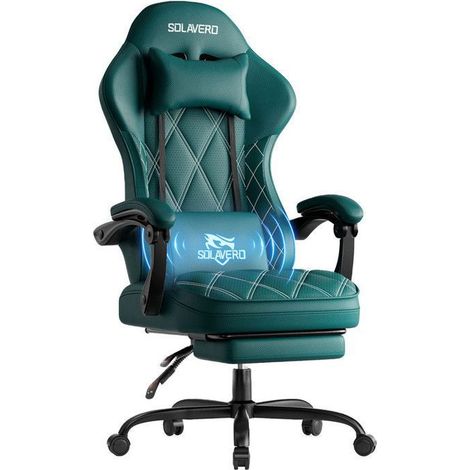 Fauteuil massant - ECOFURNIX - PU perforé - Assise 51 cm - Soutien lombaire vibrant - Ergonomique (1/5)