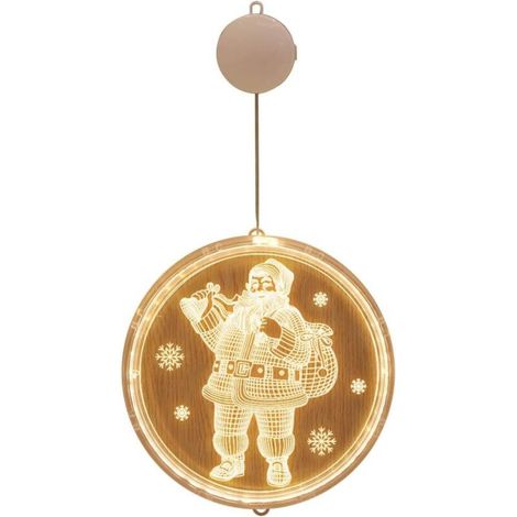 Lumières de Noël 3D Acrylique Suspendu Guirlandes Lumineuses avec Ventouse,Fenêtre LED Guirlande Lumineuse Lampe Suspendue éclairage Décoration De Noël,à Piles (Père Noël)