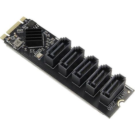 M.2 NGFF B-KEY auf SATA-Adapter, SATA-Port-Multiplikator, SATA3 6 Gbit/s M.2 auf 5-Port-SSD-Erweiterungskarte, JMB585-Chip (1/5)