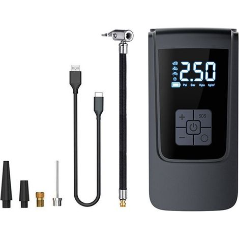 Compressore d'aria con display digitale, gonfiatore per pneumatici senza fili per auto e biciclette, pompa d'aria portatile, pompa di gonfiaggio