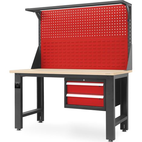 Bureau d'atelier LOGAN, 1500 x 1700 x 750 mm, rouge anthracite