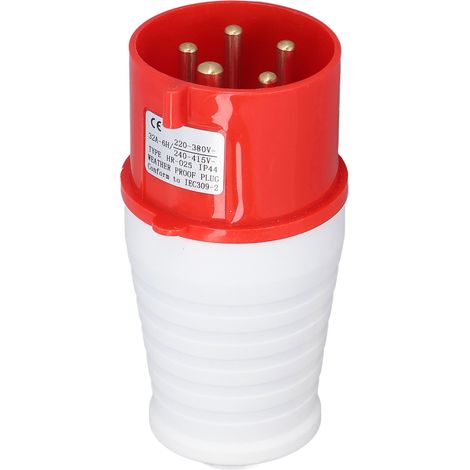 5-poliger Industriestecker, 32 A, Schutzart IP44 (wasserdicht und staubdicht), Fliegerstecker, 220–380 V/240–415 V, HR-025 (1/5)