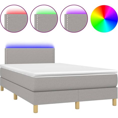 Maison Exclusive - Boxspringbett mit Matratze & LED Hellgrau 120x