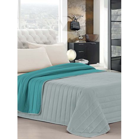Trapuntino Estivo Linea Elegant Made in Italy Copriletto Stampato in Morbida Microfibra - Trapunta Primavera Estate Mezza Stagione - Singolo 170x270cm, Acqua/Grigio Chiaro