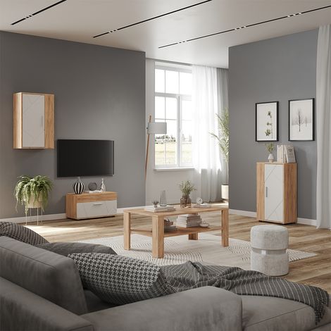 Wohnwand Berno, Goldkraft Eiche/Weiß, 3-teiliges Set, Vicco (1/5)