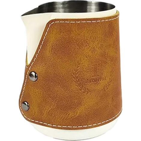 400 ml Milchaufschäumer aus Edelstahl mit Lederdeckel A (1/5)