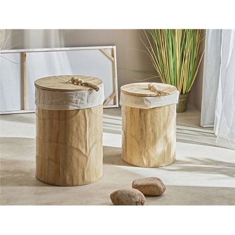 Kleiderschrank aus Naturholz mit Deckel, 55 cm, 2er-Set, 40D x 55 cm (1/2)