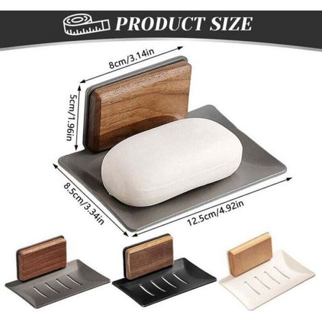 Porte-Savon Mural - Blanc - Adhésif Fort - Compatible Toutes Surfaces - 1 Pièce (1/2)