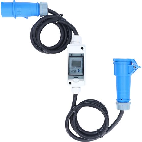 Prise CEE AC 220-250V 16A 3 broches avec compteur numérique LCD 220V, pour voiture électrique RV (1/5)