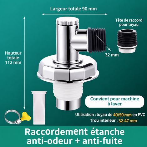 Siphon lave-linge nouveau modèle raccord en T à base entièrement fermée noyau anti-odeur et collier de serrage inclus 1 × 1 × 1 cm – Livraison gratuite