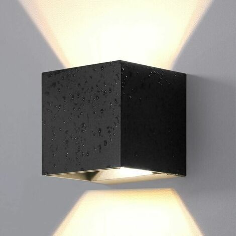 Aplique de pared exterior cúbico ajustable de 6W 3000K, cuadrado, resistente al agua IP65, moderno, de aluminio, para pasillo, jardín, negro. (1/5)