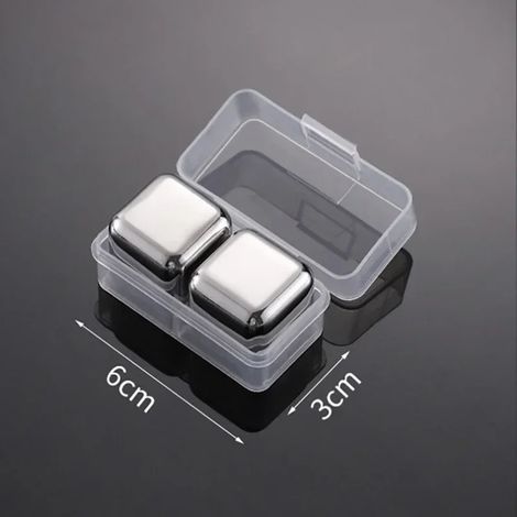(Lot de 2 pièces argentées) Pierres à whisky réutilisables, glaçons en acier inoxydable, granulés métalliques de qualité alimentaire pour rafraîchisseur de vin et de bière, accessoires de bar (1/5)