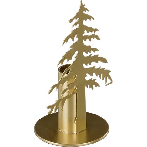 Portacandele oro a forma di albero per decorazioni natalizie