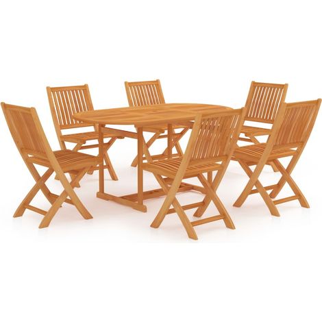 Conjunto de comedor de jardín 7 piezas madera maciza de teca vidaXL (1/5)