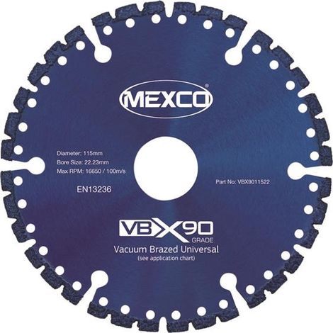 Mexco VBX90 Diamond Blade 115mm x 22mm for Dry/Wet Cutting (1/2)
