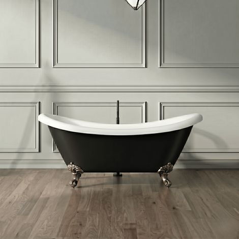 Bañera con patas DARLINGTON NEGRA 175 cm patas ÁGUILA COBRE ENVEJECIDO