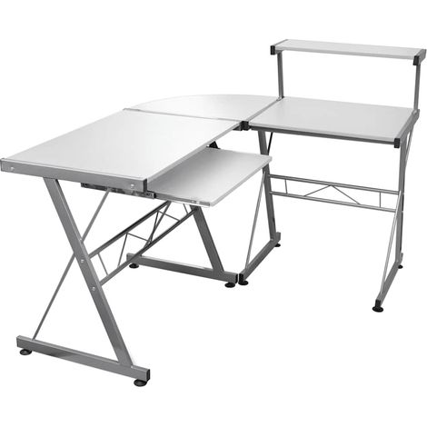 Scrivania Computer Angolare Bianca 132x112x99 Legno Multistrato vidaXL