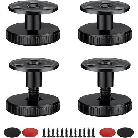 Pieds de meubles réglables, 27-40 mm, lot de 4, avec patins anti-rayures, faciles à installer par perçage ou auto-adhérence.